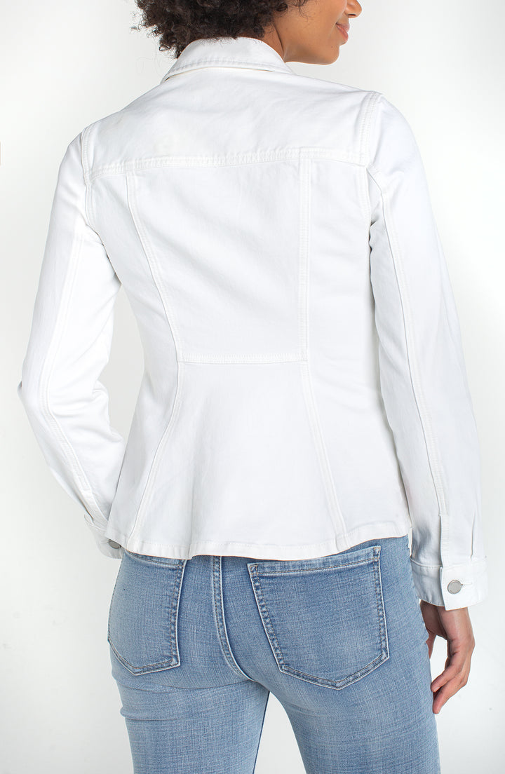 FIT AND FLARE TRUCKER JACKET - BRIGHT WHITE