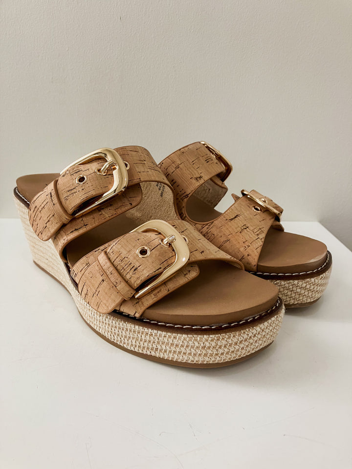 CORKY'S MANIFEST DOUBLE BUCKLE WEDGE SANDAL - CORK