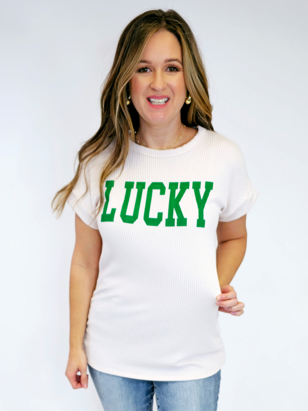 URBAN RIBBED LUCKY TOP - OAT NEW