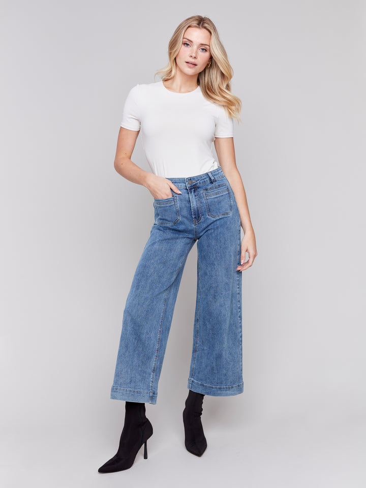 PATCH POCKET PANTS - MEDIUM BLUE