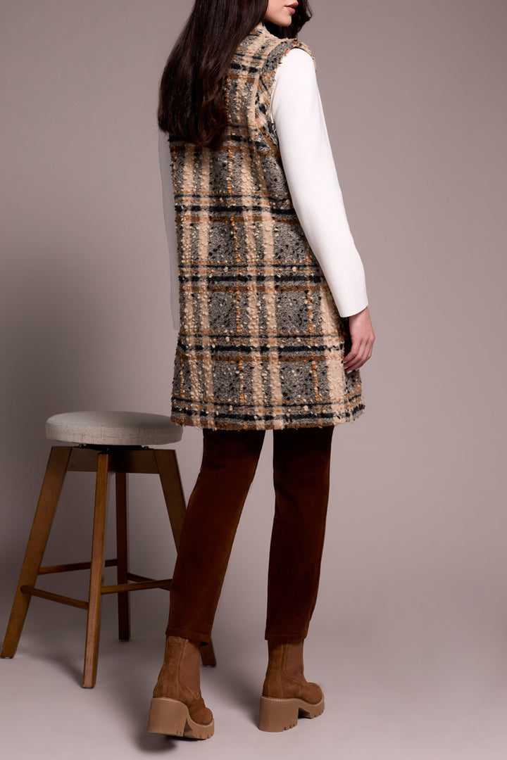 WIDE NOTCH COLLAR BUTTON FRONT VEST - SANDSTONE