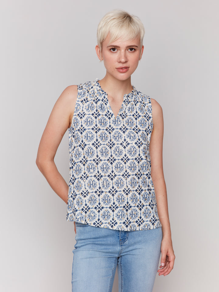 PRINTED SLEEVELESS TOP - ORNAMENT