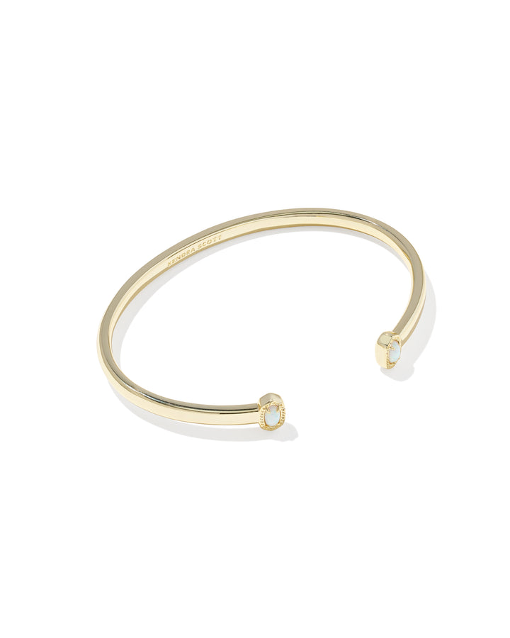KENDRA SCOTT MINI ELTON CUFF BRACELET - GOLD BRIGHT WHITE OPAL S/M