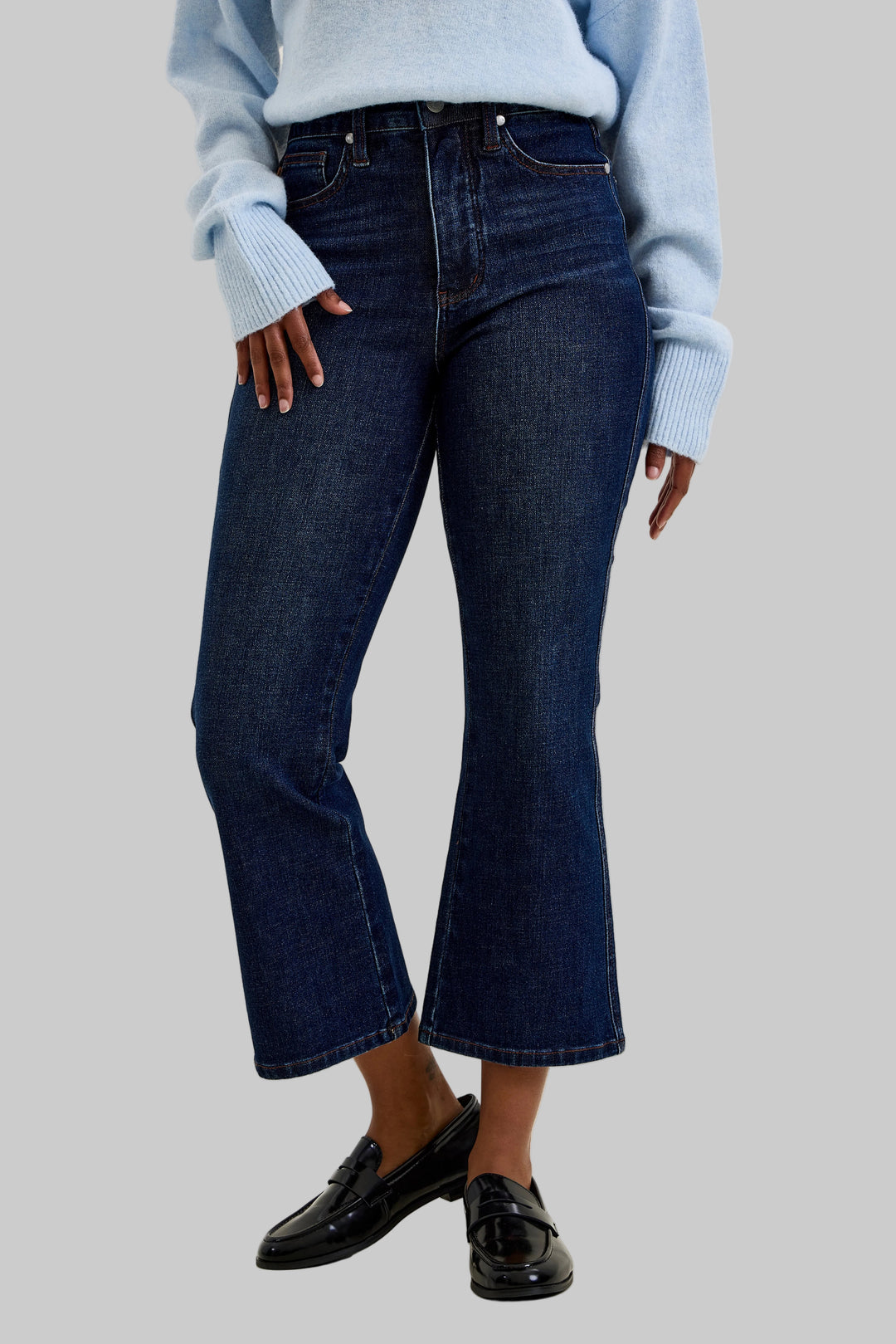 JUDY BLUE AMY KICK FLARE JEANS - RUSTIC INDIGO - INSEAM 27"
