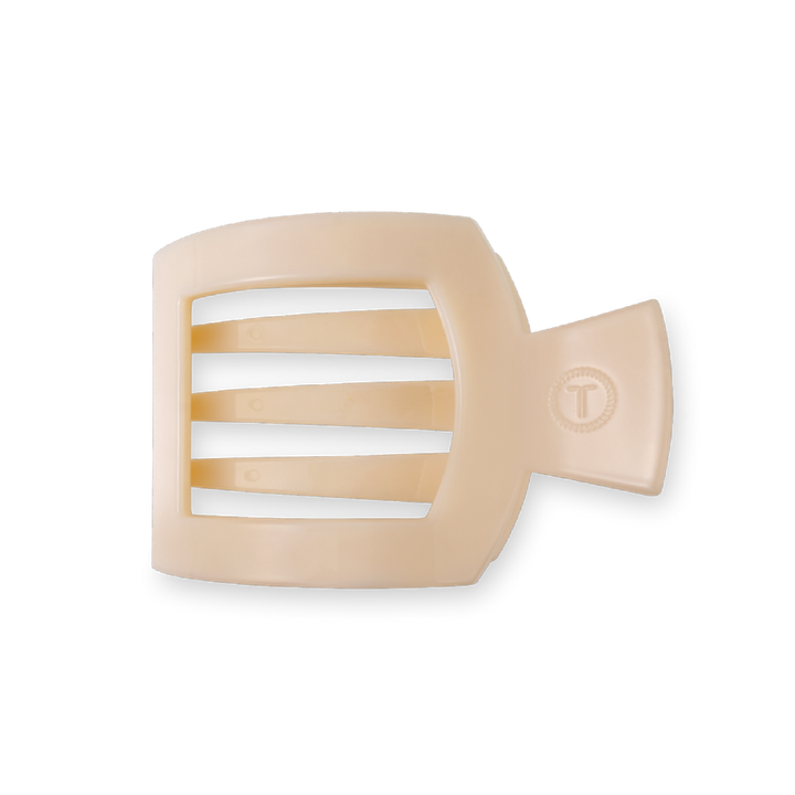 TELETIES MEDIUM FLAT SQUARE CLIP - ALMOND BEIGE