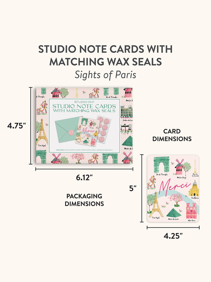 STUDIO NOTE CARDS WITH SEALS - SIGHTS OF PARIS