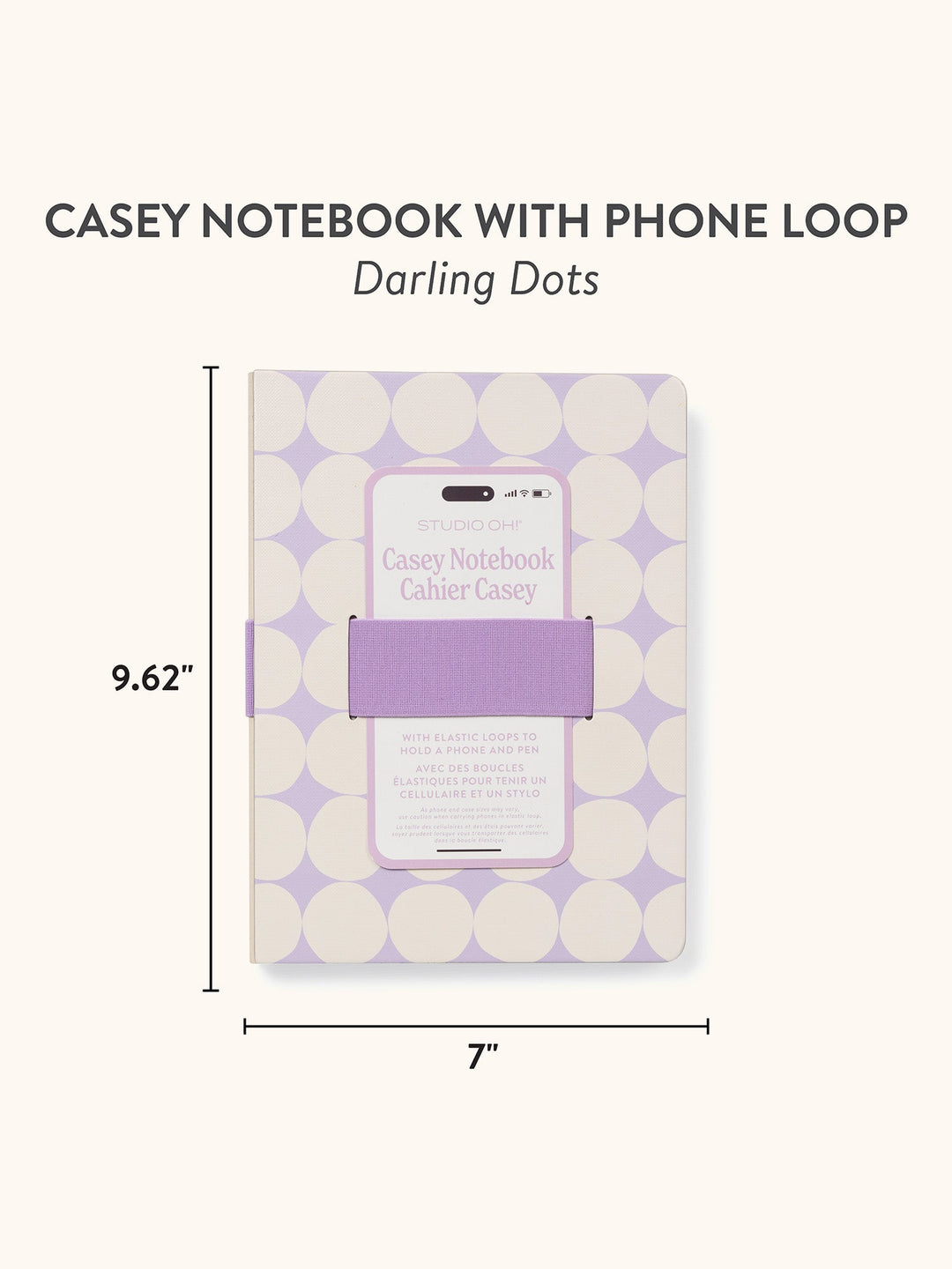 CASEY NOTEBOOK WITH PHONE LOOP - DARLING DOTS