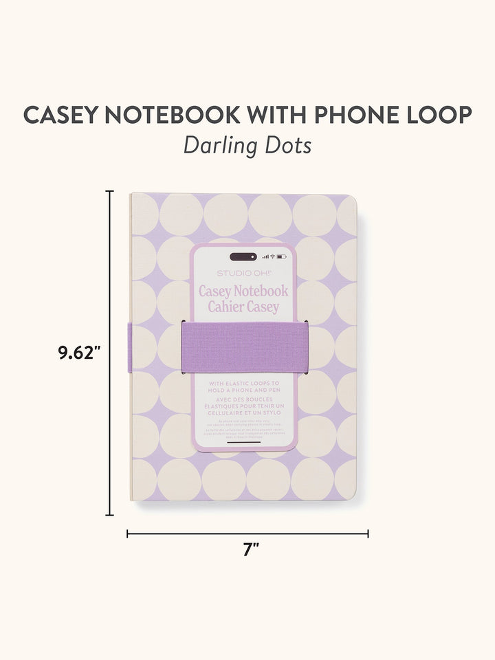 CASEY NOTEBOOK WITH PHONE LOOP - DARLING DOTS