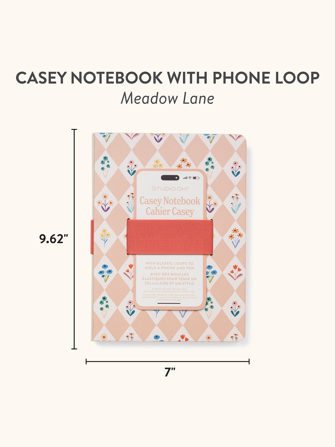 CASEY NOTEBOOK W/PHONE LOOP - MEADOW LANE