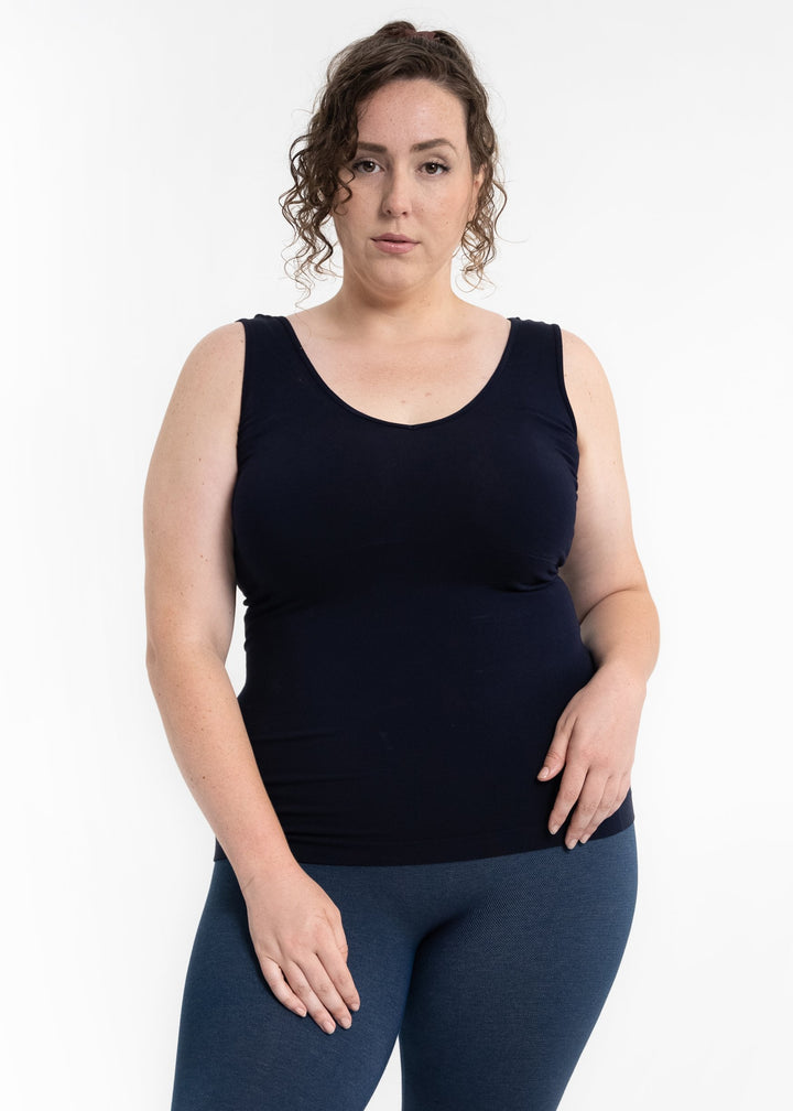 CURVY SEAMLESS REVERSIBLE TANK - NAVY