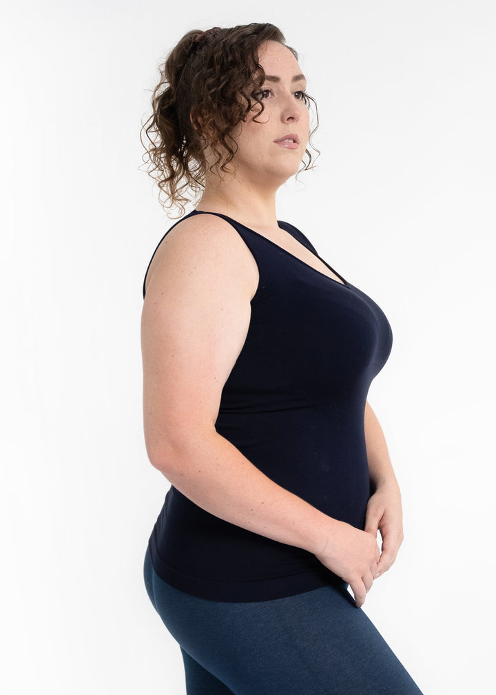 CURVY SEAMLESS REVERSIBLE TANK - NAVY