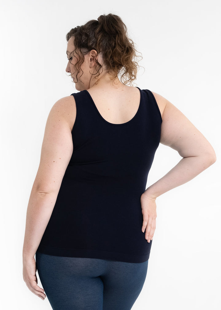 CURVY SEAMLESS REVERSIBLE TANK - NAVY