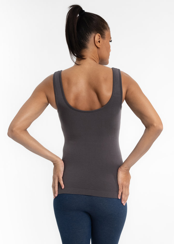 SEAMLESS REVERSIBLE TANK - O/S - LONG - CHARCOAL