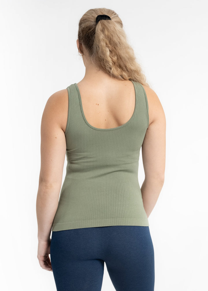 SEAMLESS RIBBED REVERSIBLE TANK - SAGE