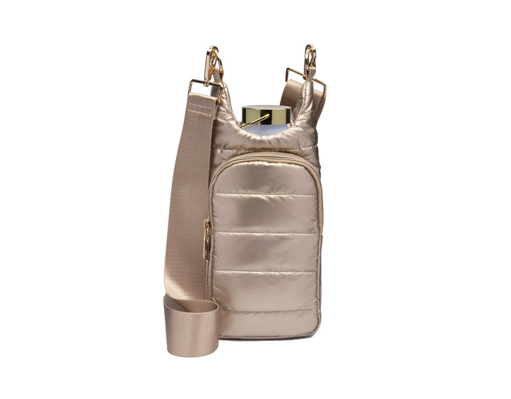 CROSSBODY HYDROBAG W/SOLID STRAP - GOLD SHINY W/GOLD STRAP