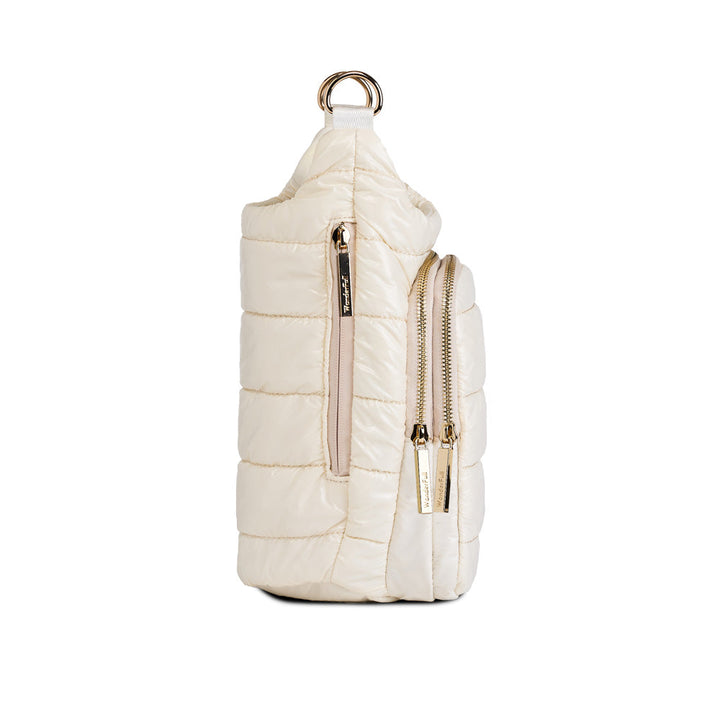 CROSSBODY HYDROBAG HANDLE W/VEGAN LEATHER TRIMMED STRAP - IVORY GLOSSY