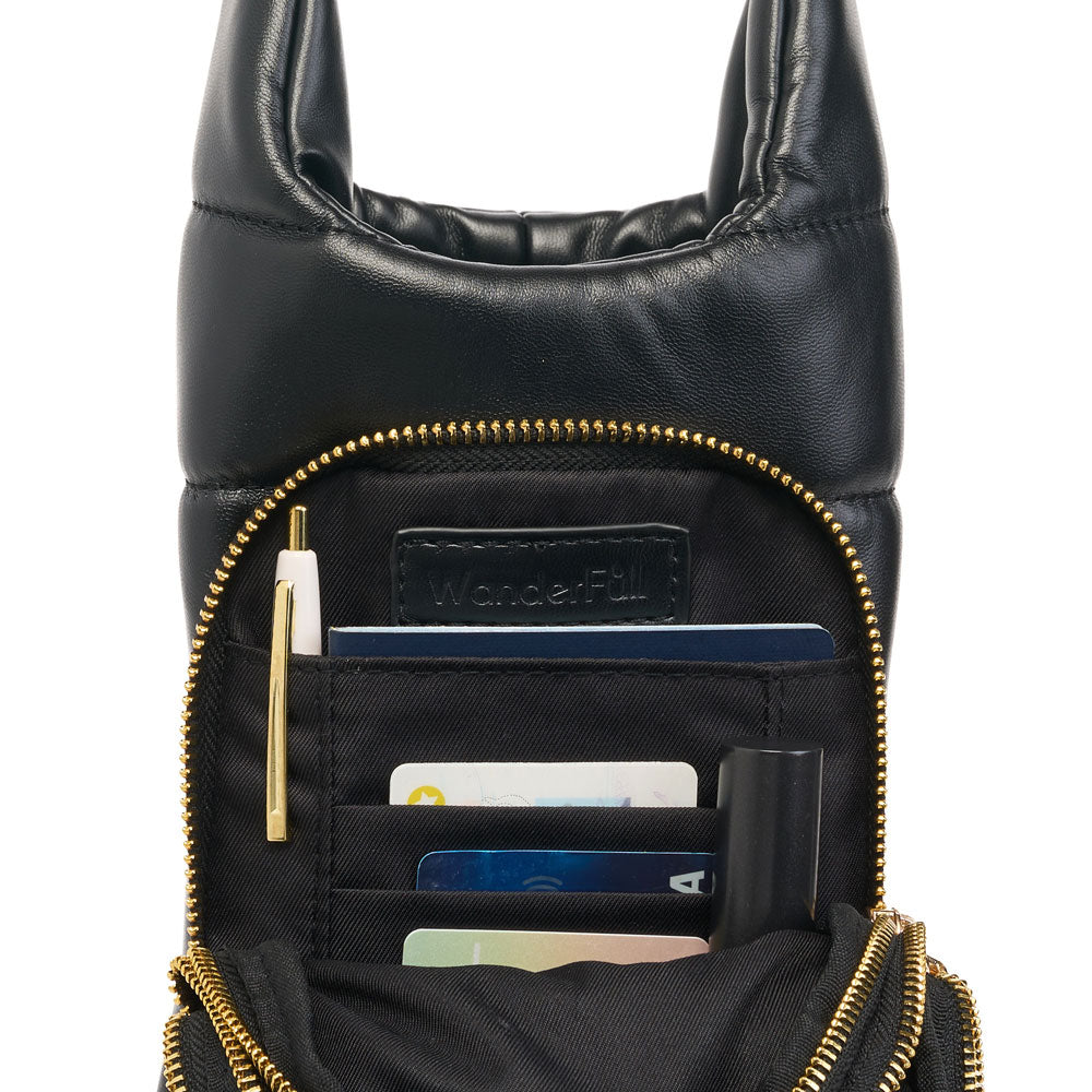 CROSSBODY VEGAN LEATHER HYDROBAG W/STRAP BUNDLE - BLACK