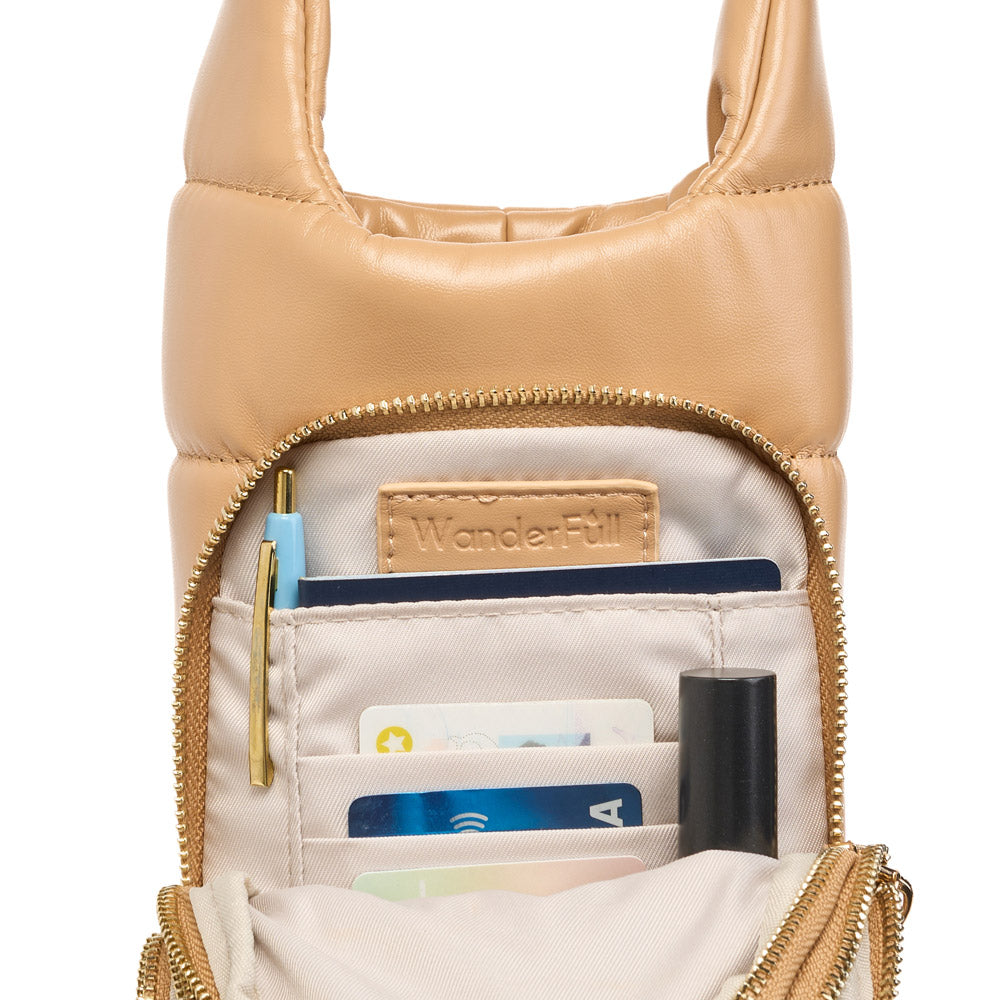 CROSSBODY VEGAN LEATHER HYDROBAG W/STRAP BUNDLE - CAMEL