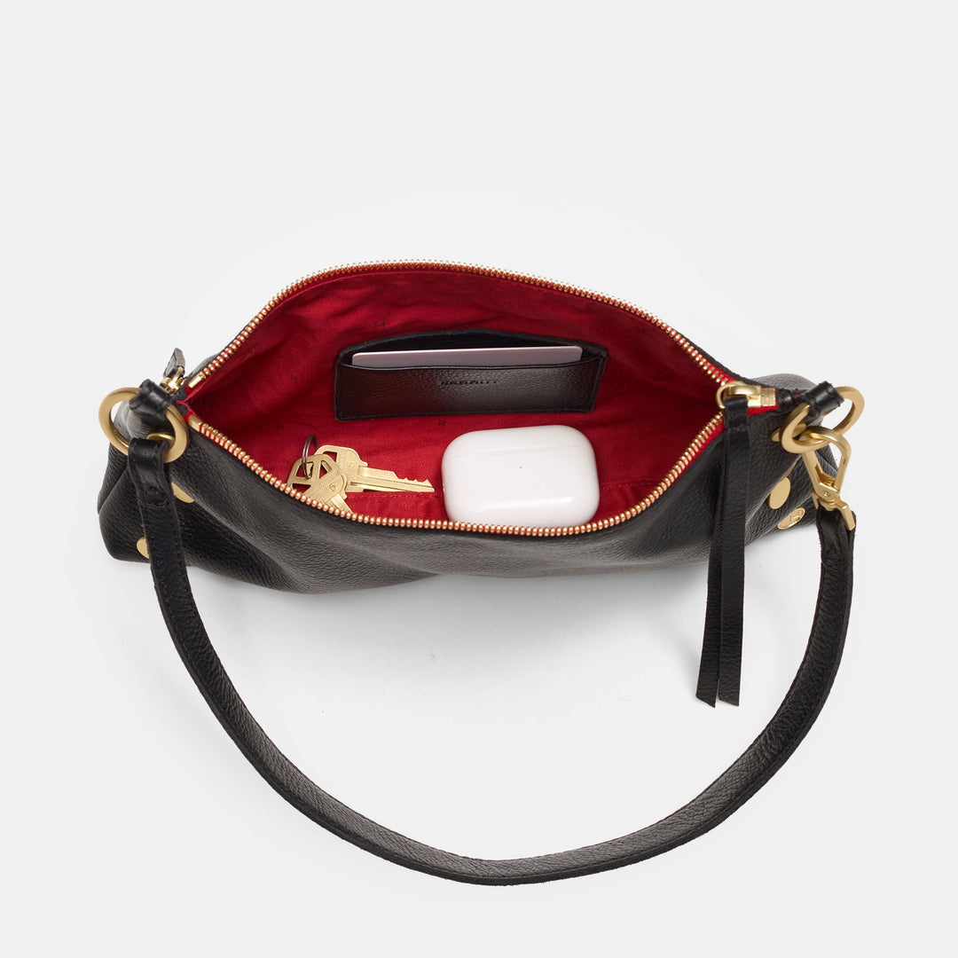 HAMMIITT KYLE HANDBAG - BLACK/BRUSHED GOLD RED ZIP