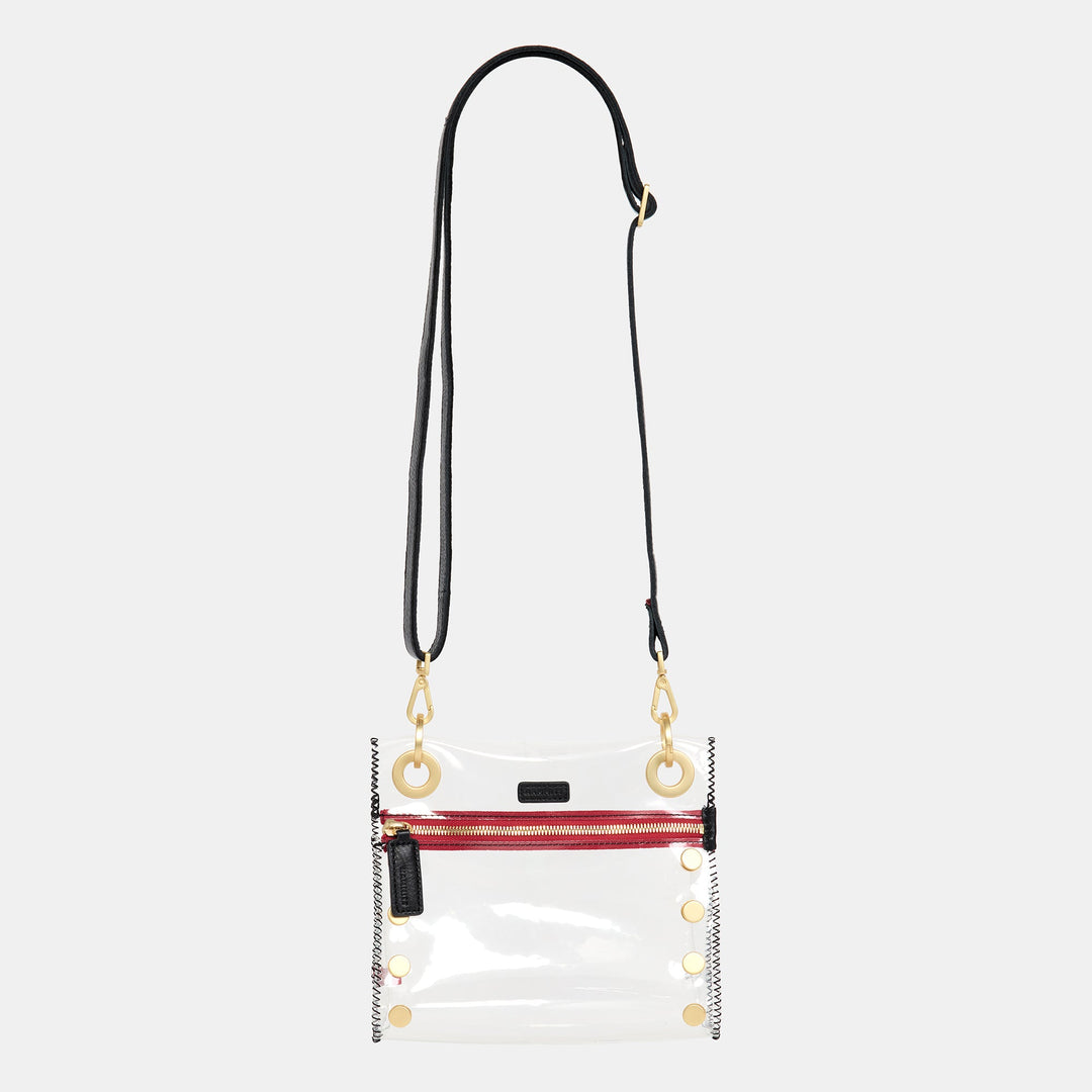 TONY CLEAR MEDIUM RED ZIP BAG - CLEAR/BLACK