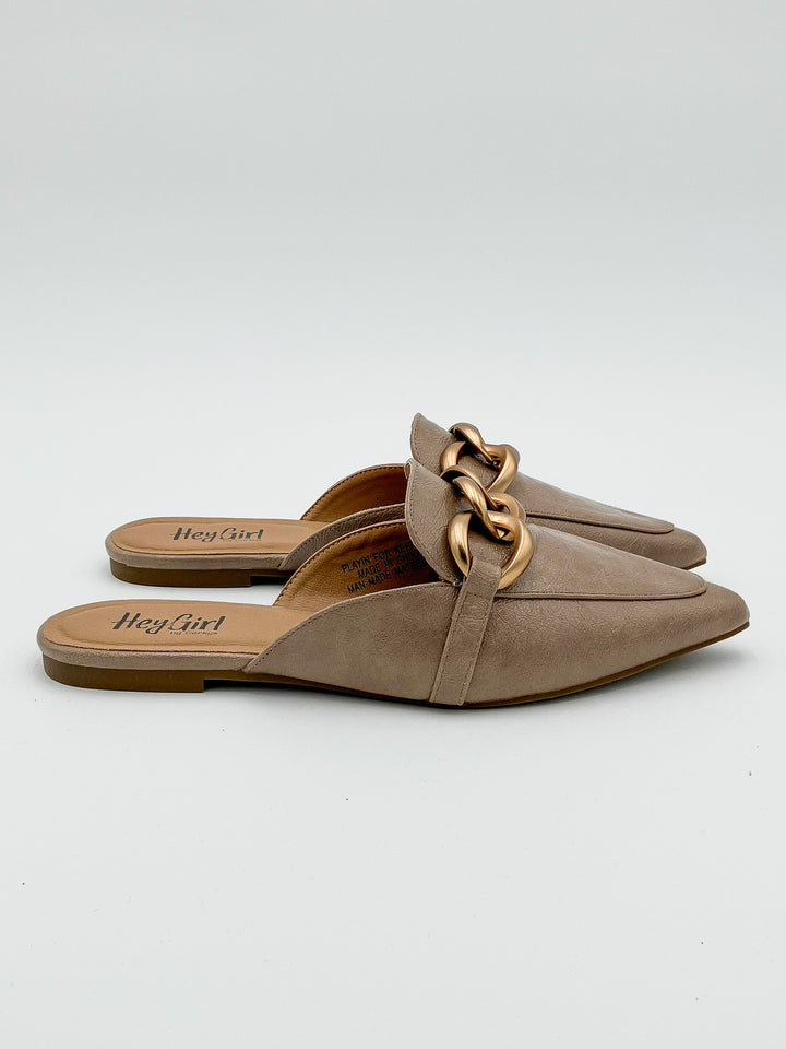 CORKY'S 'PLAYIN FOR KEEPS' SLIP ON MULES - TAUPE