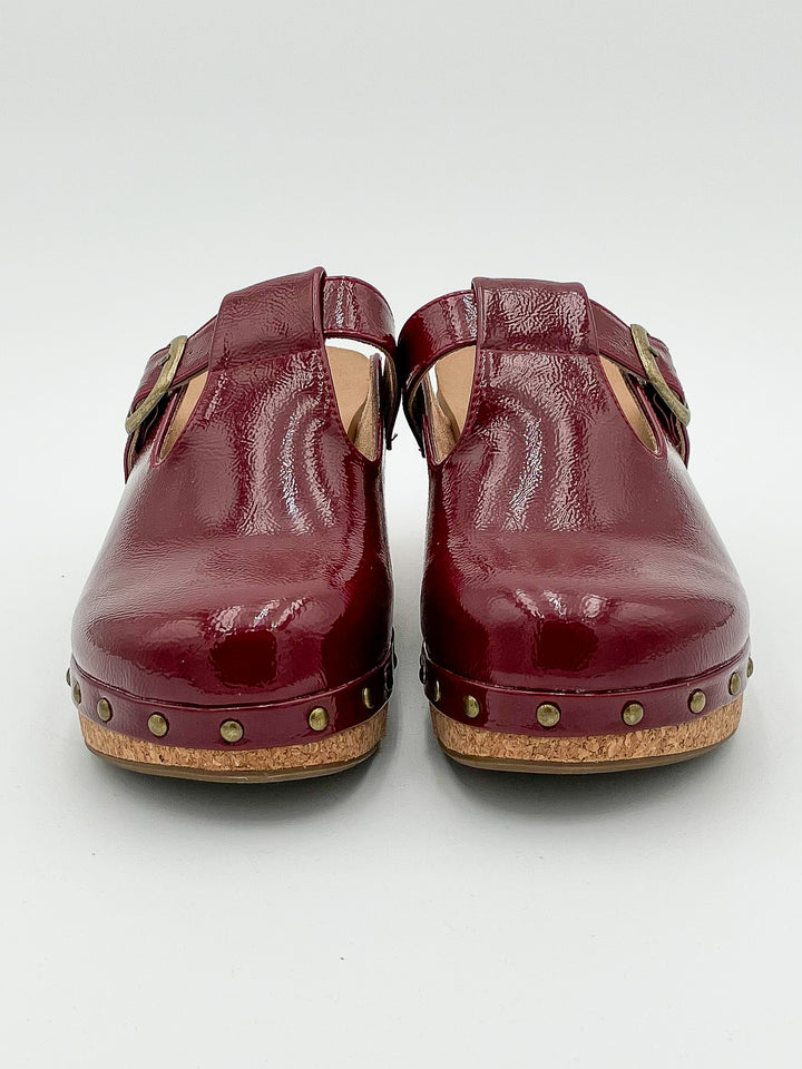 CORKY'S 'IN THE MOMENT' WEDGE CLOG - DARK RED CRINKLE PATENT