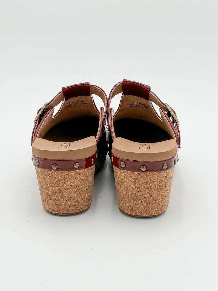CORKY'S 'IN THE MOMENT' WEDGE CLOG - DARK RED CRINKLE PATENT