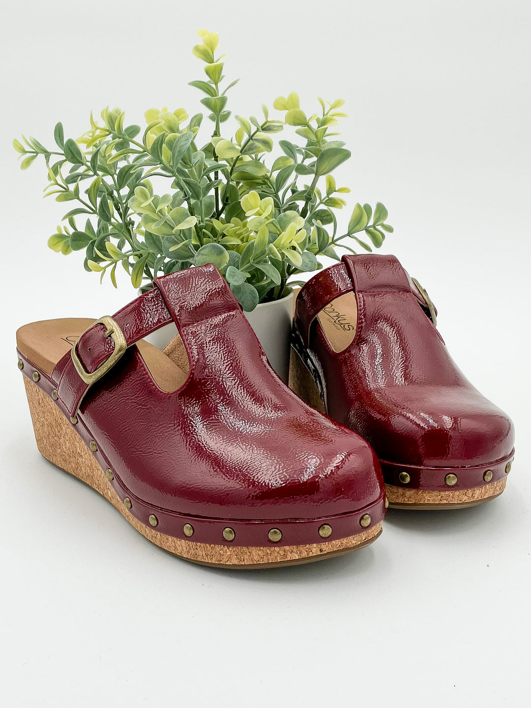 CORKY'S 'IN THE MOMENT' WEDGE CLOG - DARK RED CRINKLE PATENT