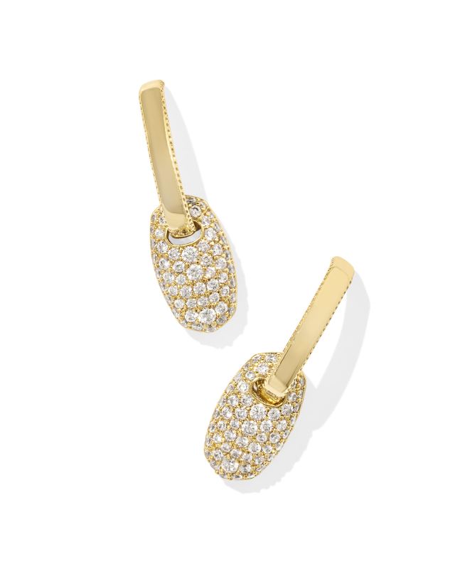 BAILEY PAVE HUGGIE EARRINGS - GOLD WHITE CRYSTAL