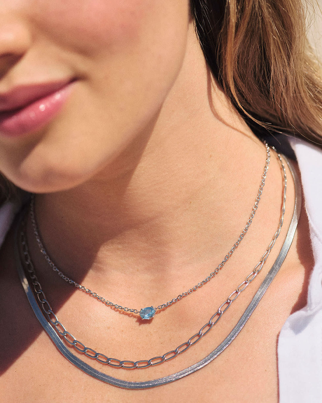 CAILIN PENDANT NECKLACE - RHODIUM AQUA CRYSTAL