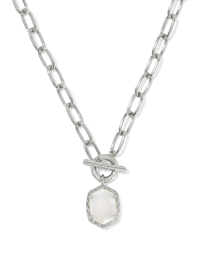 KENDRA SCOTT DAPHNE LINK AND CHAIN NECKLACE - SILVER IVORY MOP