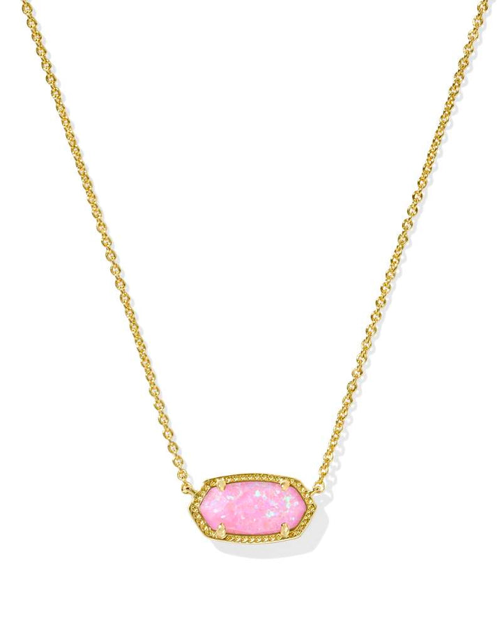 KENDRA SCOTT ELISA SHORT PENDANT NECKLACE - GOLD CARNATION KYOCERA OPAL