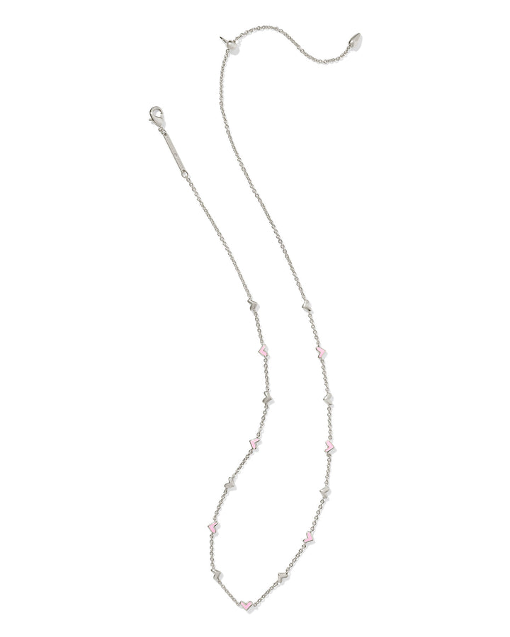 KENDRA SCOTT HAVEN STRAND NECKLACE - SILVER PINK ENAMEL