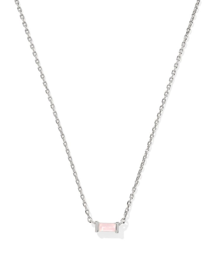 KENDRA SCOTT JULIETTE PENDANT NECKLACE - SILVER ROSE QUARTZ