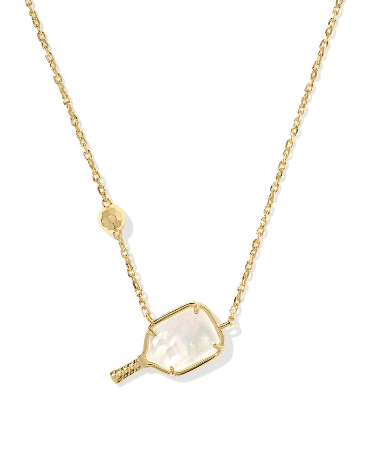 KENDRA SCOTT PICKLEBALL SHORT PENDANT NECKLACE - GOLD IVORY MOP