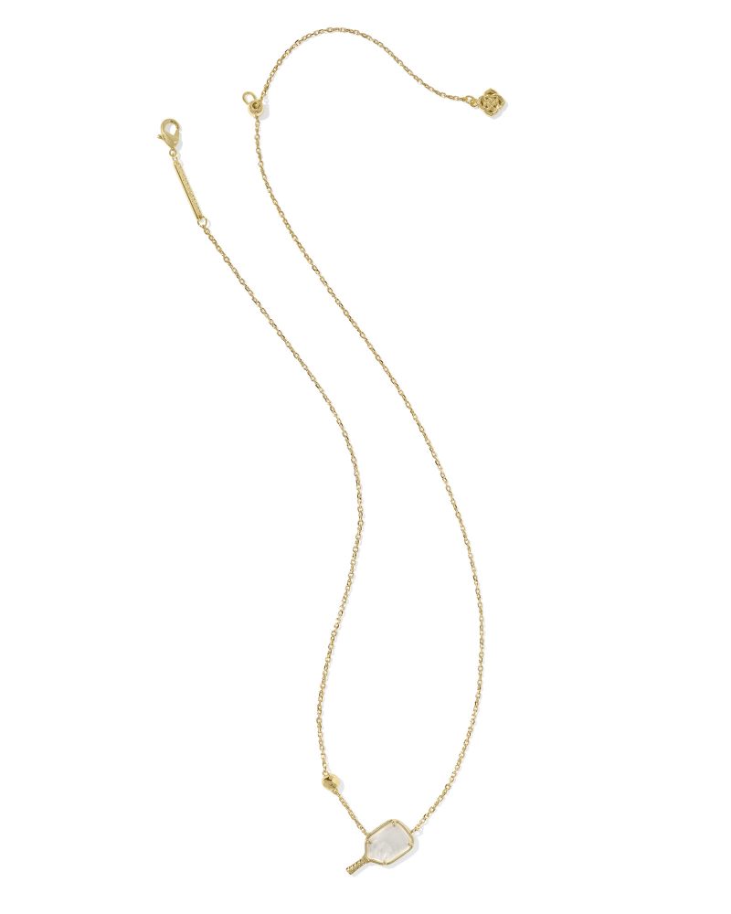 KENDRA SCOTT PICKLEBALL SHORT PENDANT NECKLACE - GOLD IVORY MOP