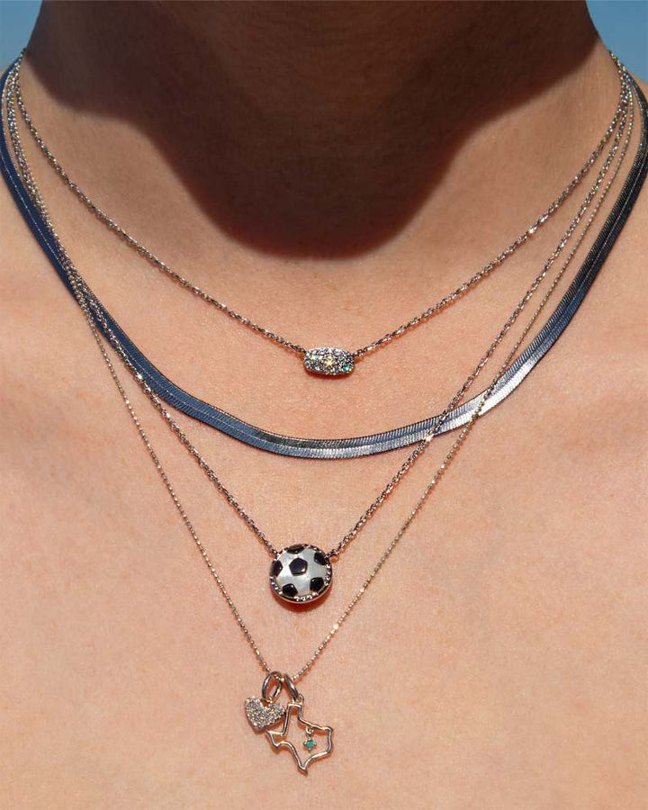 KENDRA SCOTT SOCCER SHORT PENDANT NECKLACE - SILVER IVORY MOP