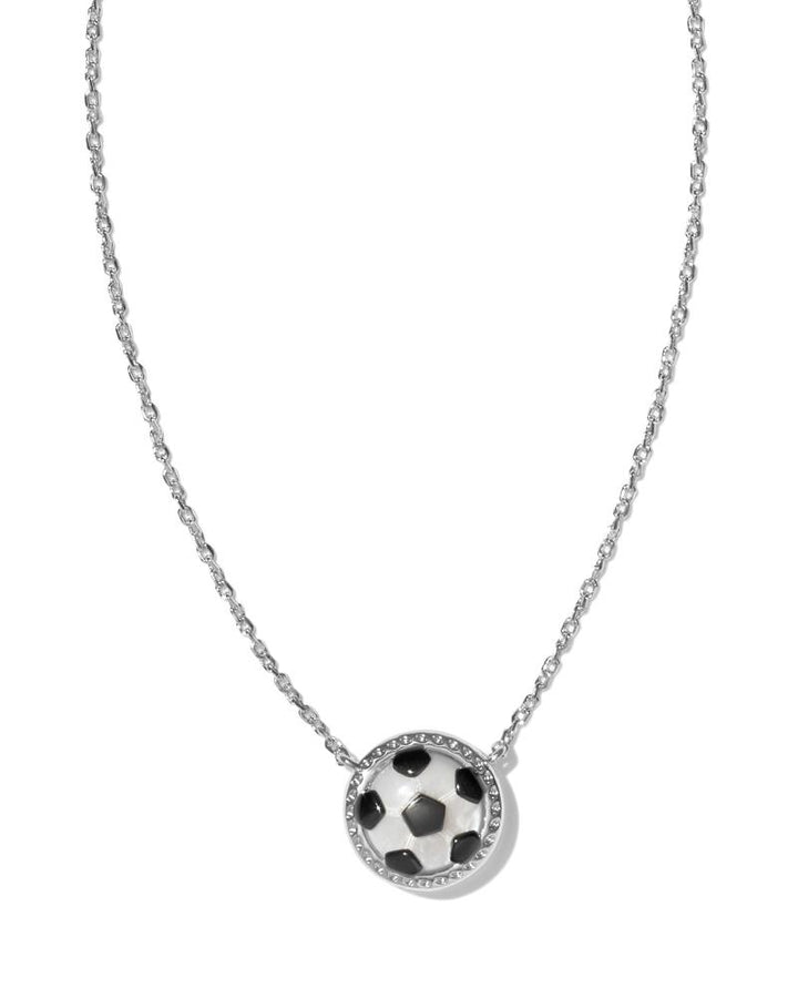 KENDRA SCOTT SOCCER SHORT PENDANT NECKLACE - SILVER IVORY MOP