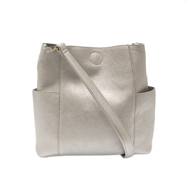 KAYLEIGH BUCKET BAG W/SIDE POCKET - METALLIC SILVER