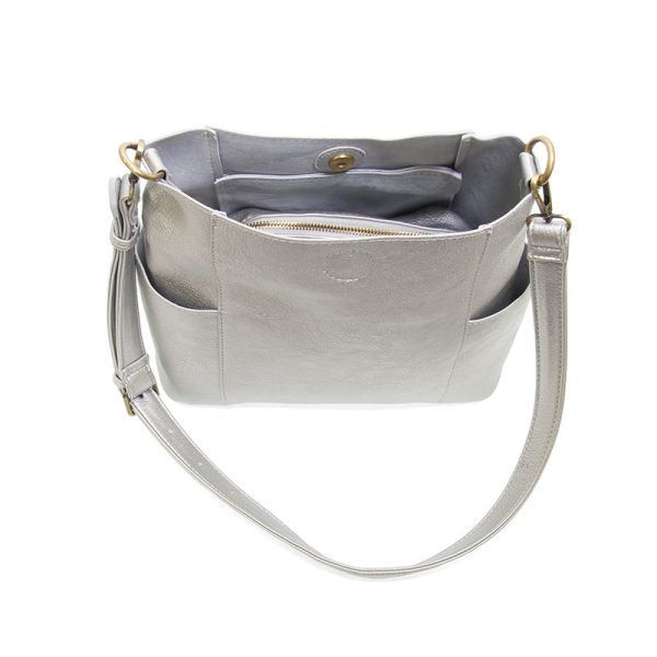 KAYLEIGH BUCKET BAG W/SIDE POCKET - METALLIC SILVER