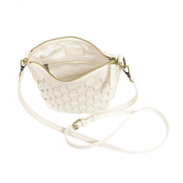 MACI WOVEN CROSSBODY BAG - WHITE