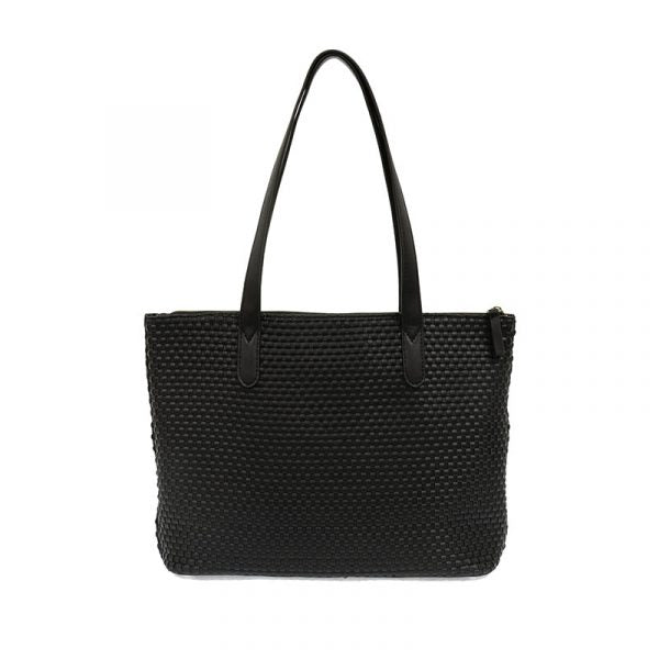 SHELLY WOVEN TOTE BAG - BLACK