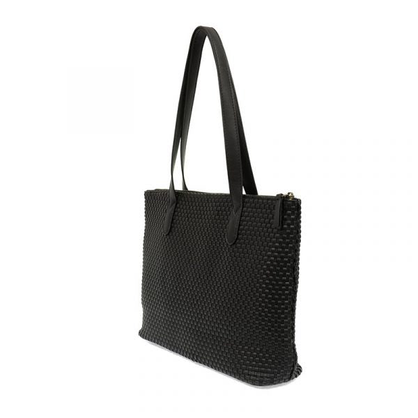 SHELLY WOVEN TOTE BAG - BLACK