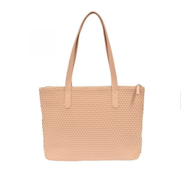 SHELLY WOVEN TOTE BAG - BLUSH