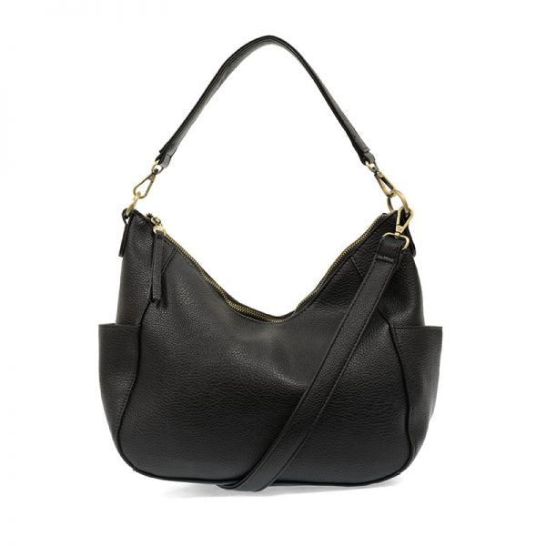 TRISH CONVERTIBLE HOBO BAG - BLACK