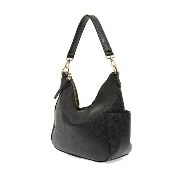 TRISH CONVERTIBLE HOBO BAG - BLACK