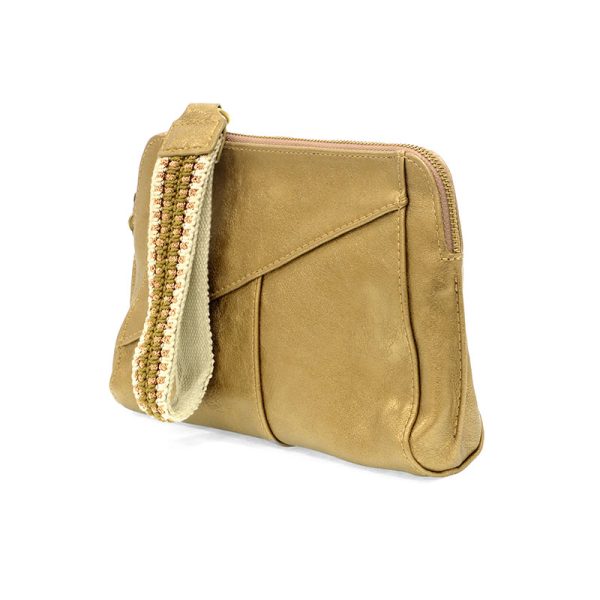 GIGI CROSSBODY W/WOVEN WRIST STRAP - METALLIC GOLD