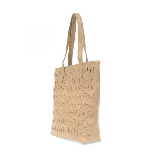 WILLA WOVEN NORTH/SOUTH TOTE - BUFF