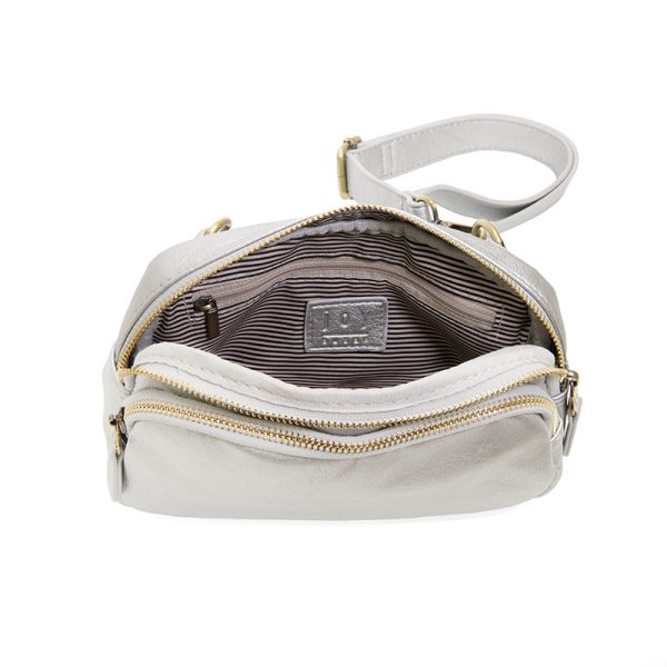 KYLIE DOUBLE ZIP SLING/BELT BAG - METALLIC SILVER