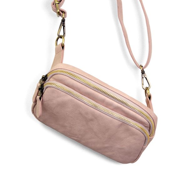 KYLIE DOUBLE ZIP SLING/BELT BAG - SOFT PINK